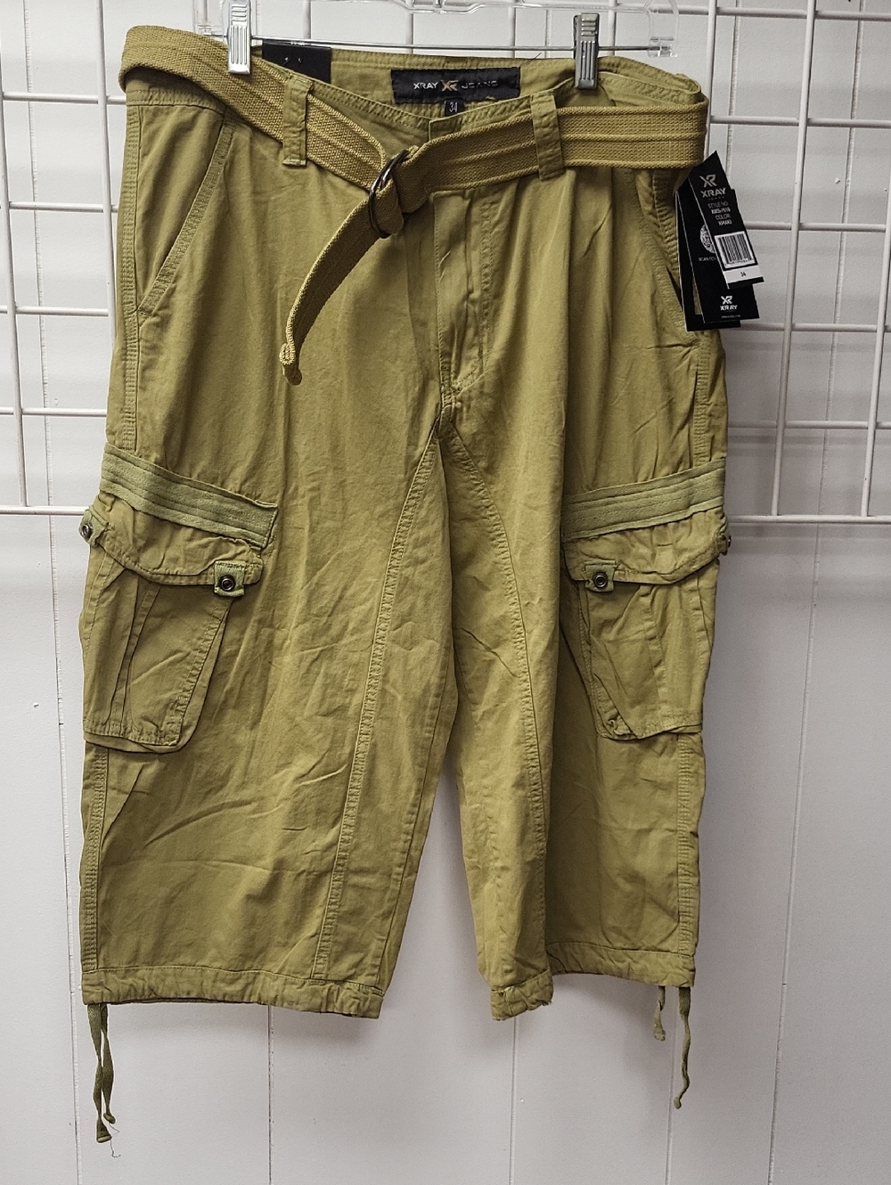 NWT, X-RAY Olive Green Cargo SHORTS with Belt, MEN'S 34